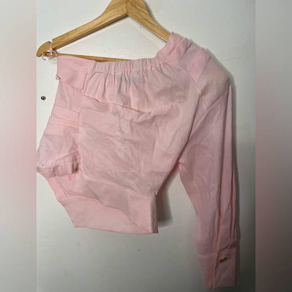 Zara pink asymmetrical one sleeve top size small - Picture 7 of 7